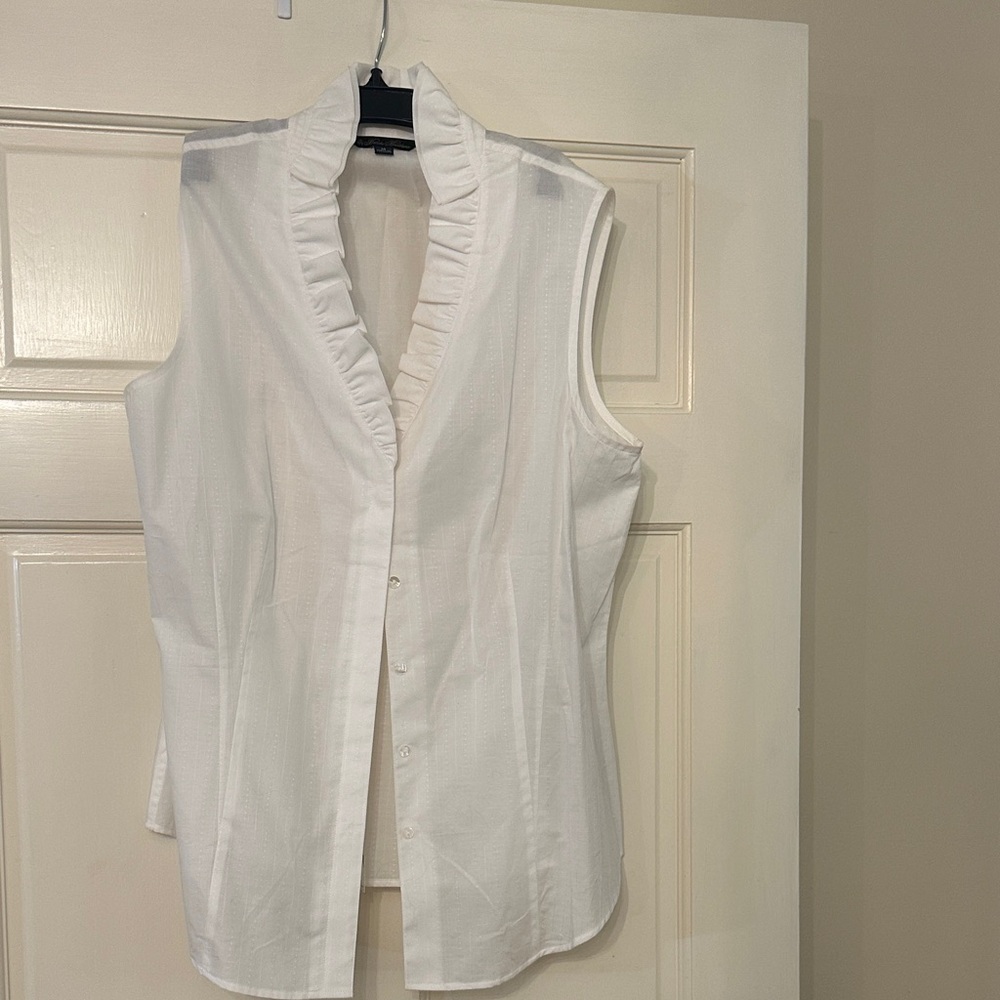 Brooks Brothers White Sleeveless Button Down Shirt